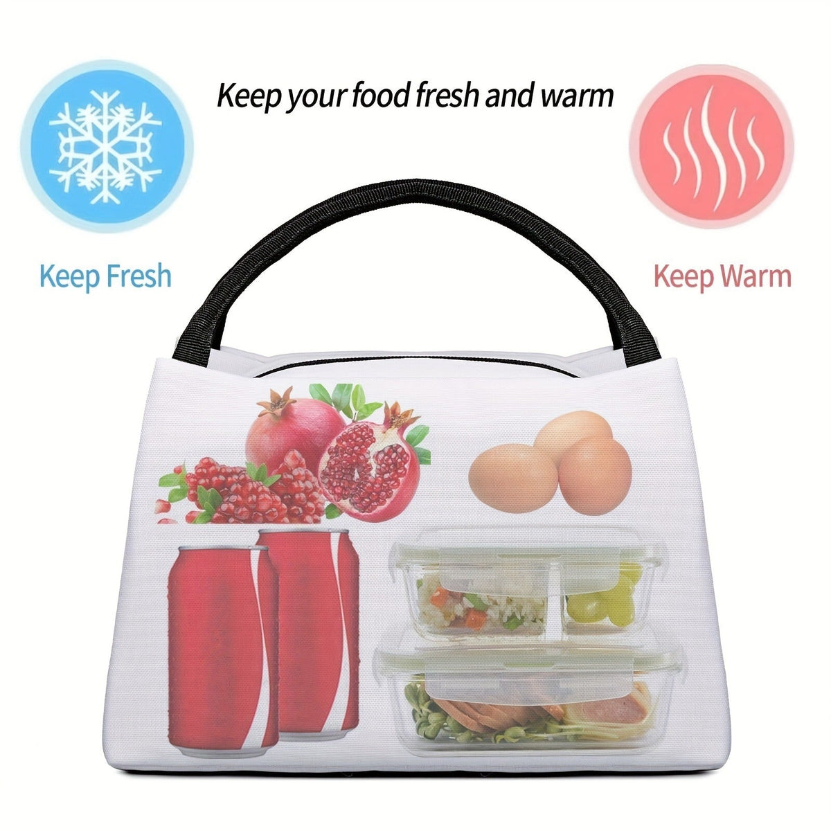 Cooler Bag with Grey Shark Pattern - Portable Reusable Insulated Lunch Bag for Camping, Picnic, Beach, Office, Home & Outdoor Use, Fun Kids & Adults Novelty Cooler Tote, 11 x 6.3 x 6.7 in