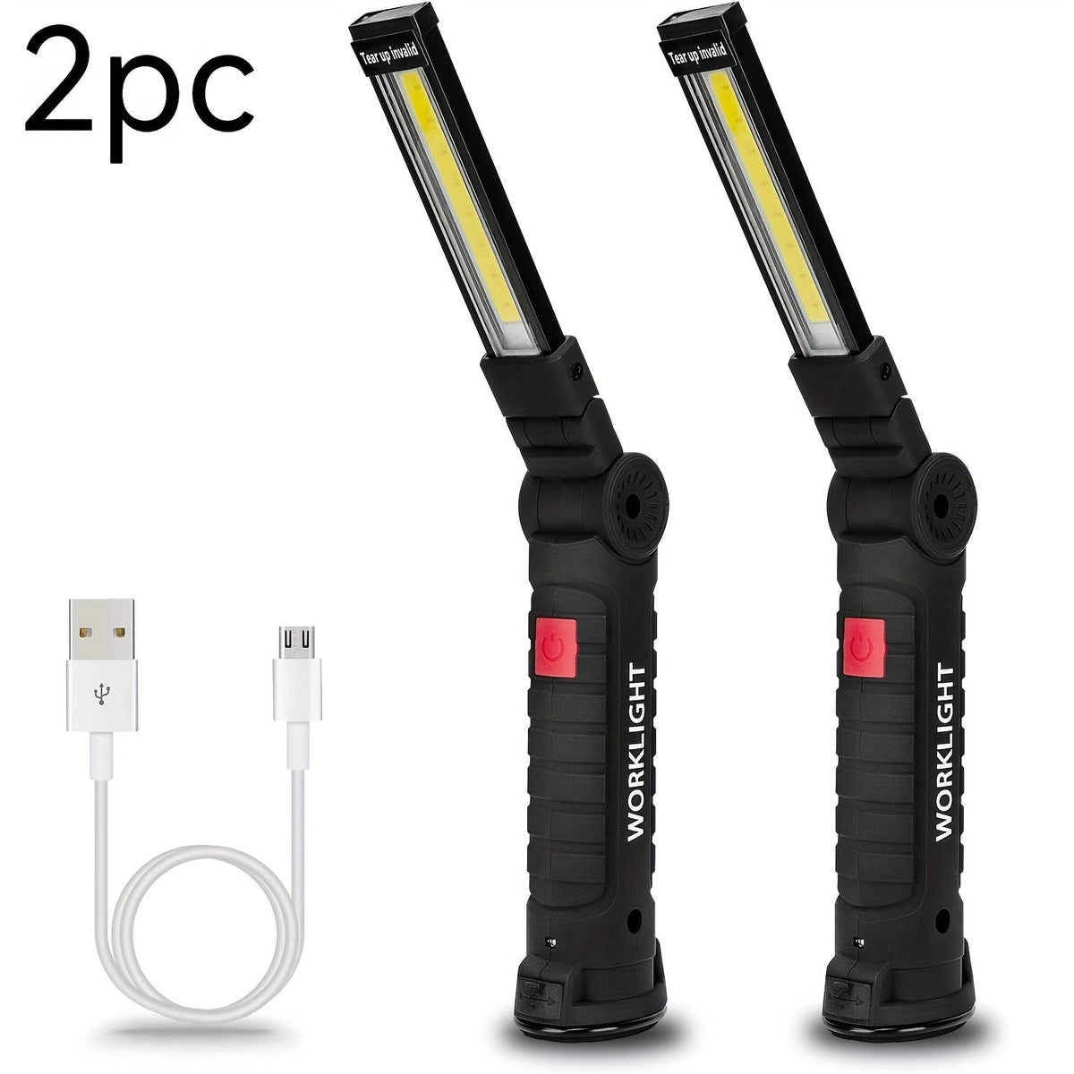 COB LED Work Light, 1000 Lumen Rechargeable Portable Hanging Camp Lamp with Built-In Battery, 200M Range for Camping, Yard, Party & Vehicle Maintenance – 2/4/6/8/10 Pack