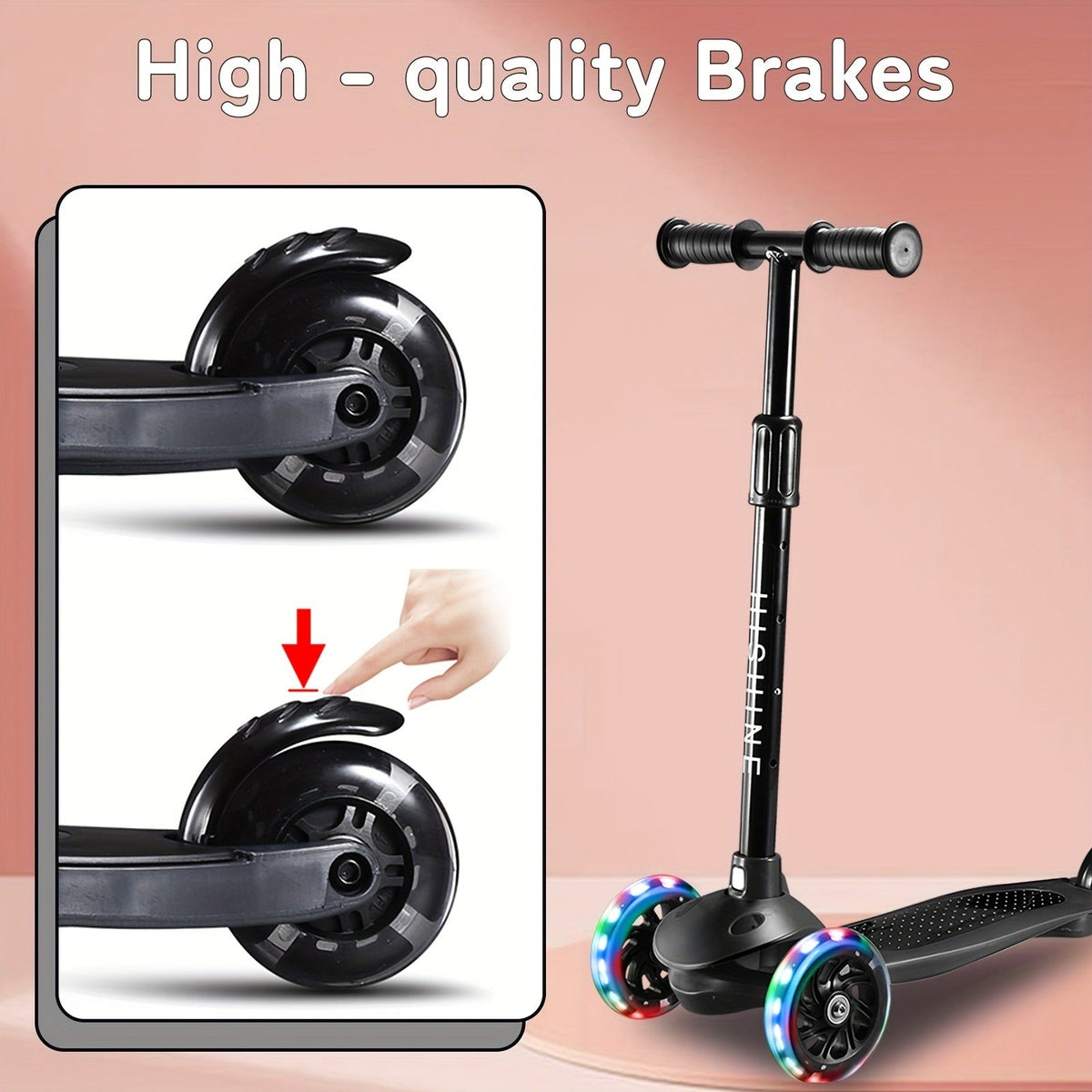 Kids 3-Wheel Scooter 2-Pack Light-Up Wheels Adjustable Height Lean to Steer, Wide Deck