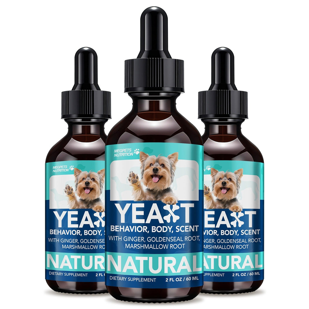 Yeast Supplement Drops for Dogs & Cats – No Odor Formula with Pau D’Arco Bark & Goldenseal Herb Liquid Extract | Easy-to-Use Pet Antifungal Support, 2 Fl Oz (60ml)