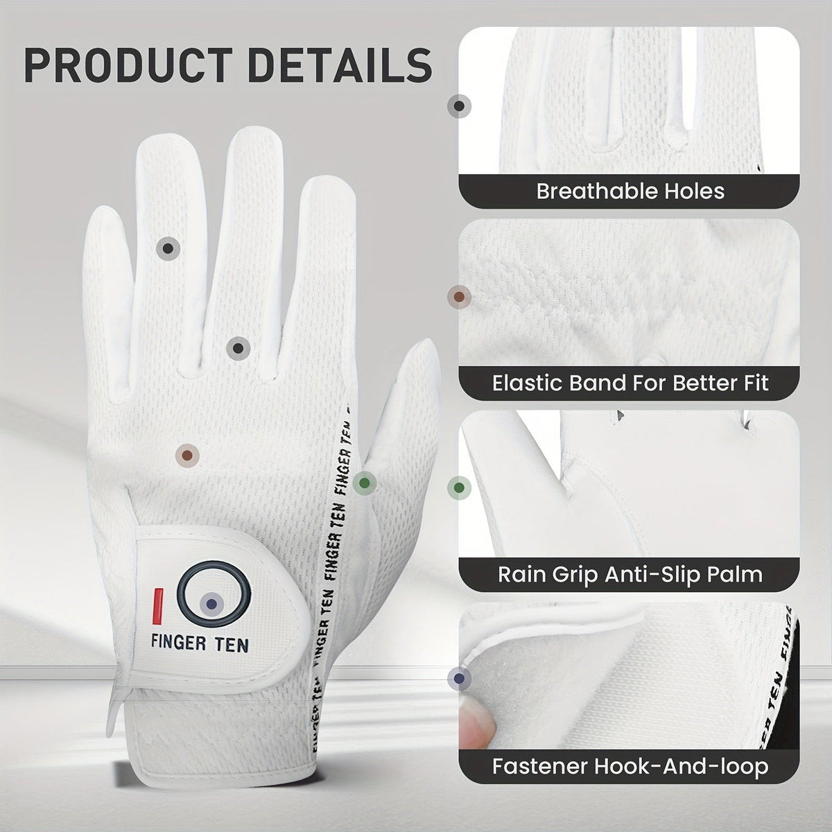 Wet Weather Golf Gloves Rain Grip 3-Pack for Men | Breathable Water-Resistant Golf Gloves for Left & Right Hand – Durable Comfortable Fit in Hot & Wet Conditions (Black, Gray, White | S–3XL)