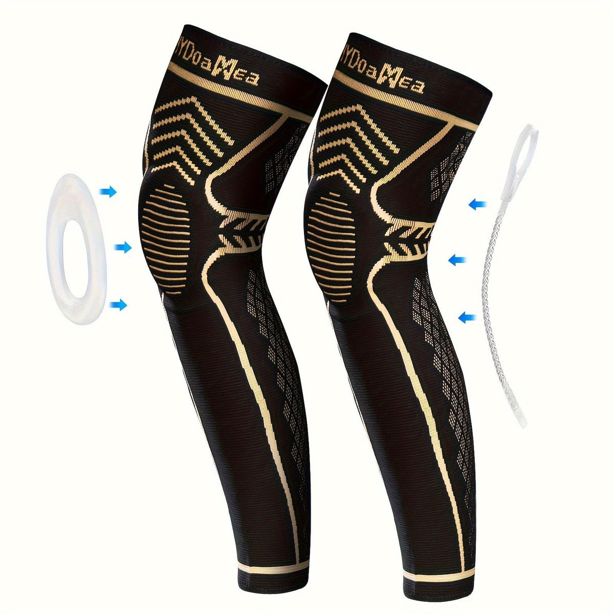Copper Full Leg Knee Brace Compression Sleeve with Patella Gel Pad & Metal Side Stabilizers - 60% Copper Ions Infused Knee Support for Men & Women Running Workout Sports, Sizes S to 6XL