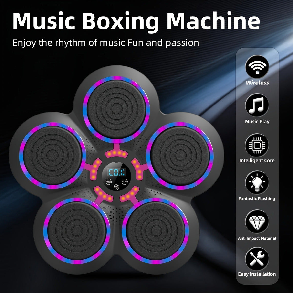 Wall Mounted Smart Boxing Machine Wireless Music Punching Trainer