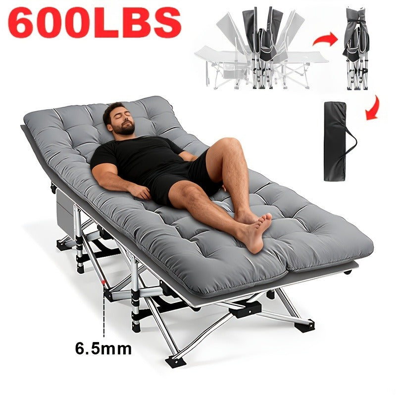 Heavy Duty Folding Bed 500 600 700 LBS Capacity Extra Large Portable Camping Cot Guest Bed with Optional Mattress Sturdy Steel Frame Flip-Up Foldable Patio Sofa Bed