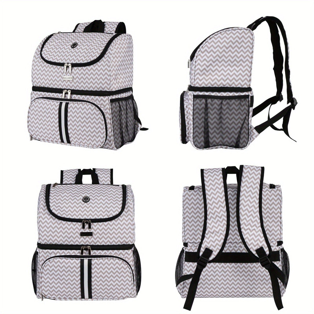 Pet Travel Backpack Double Layer Dog Cat Supplies Bag with 2 Collapsible Bowls 2 Food Baskets Portable Organizer for Outdoor Hiking Camping Road Trip