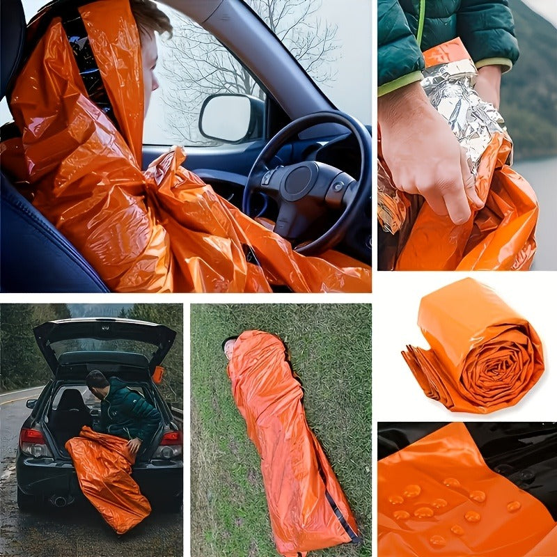 Emergency Thermal Blanket Survival Sleeping Bag – Lightweight Foil Space Blanket for Camping & Hiking