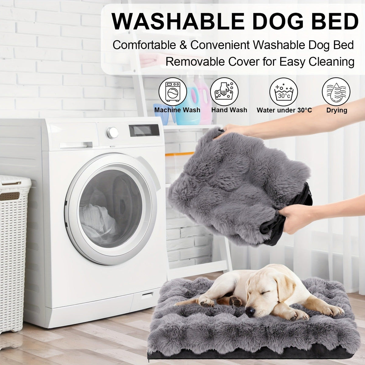 Orthopedic Dog Bed for Large Dogs - XL XXL Memory Foam Pet Bed with Removable Washable Cover, Anti-Slip Base, Faux Fur Kennel for Joint Relief, Machine Washable, Dirt-Repellent, Small Medium Large XLarge