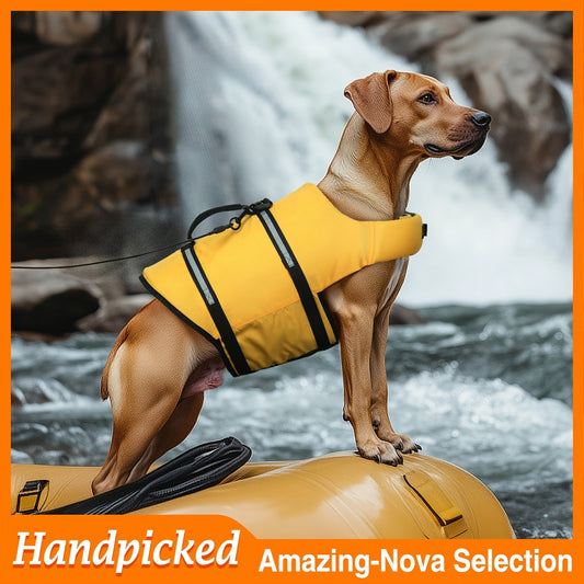 Dog Life Jacket with Rescue Handle, Adjustable Ripstop Swim Vest, XS–XL
