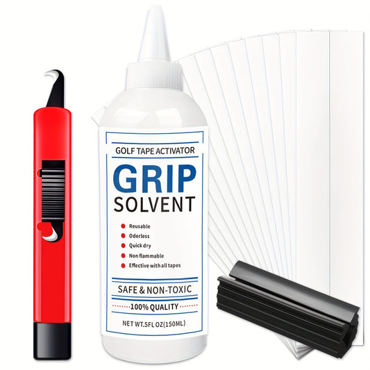 Golf Grip Regripping Kit with Hook Blades, Tape, 8 oz Solvent and Rubber Vise Clamps