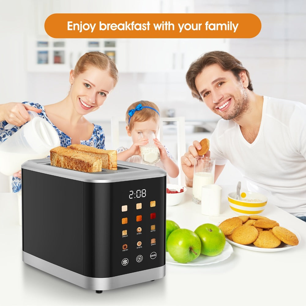 2 Slice Toaster with Touch Screen – 1.5" Wide Slot for Bread, Bagels & English Muffins, 6 Bread Types, 5 Toast Shade Settings, Cancel & Defrost Functions