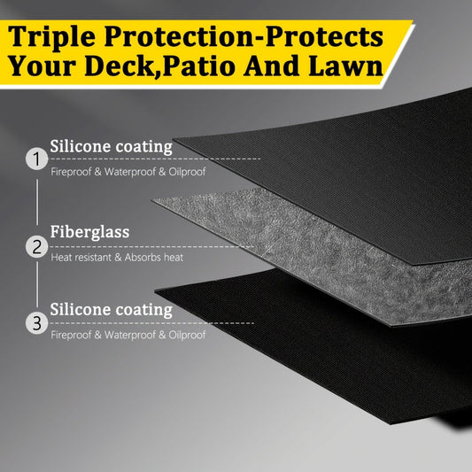 Grill Mat with Silicone-Coated Fiberglass for Decks & Patios, 3 Sizes