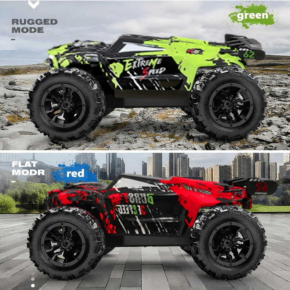 4WD RC Monster Truck with LED Lights, All-Terrain Remote Control Off-Road Car for Kids