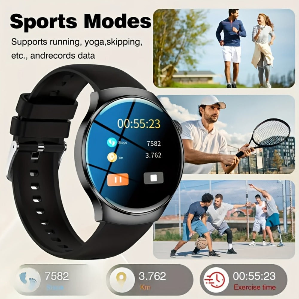 OLED Touchscreen Business Smartwatch Unisex – 2.01" Wireless Calling Message Reminders Music & Photo Control Step Calorie Tracker High Quality Smart Watch for Men Women Office Formal Casual