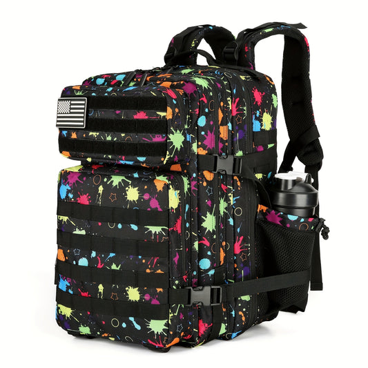Hiking Backpack, 45L Fluorescent Tie-Dye Pack for Camping and Travel