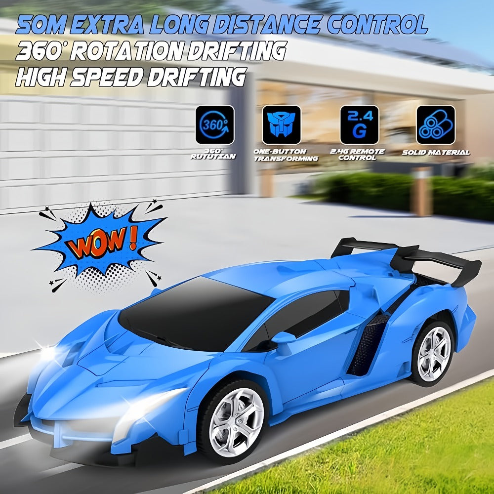 Transforming RC Robot Car, 2.4GHz One-Button Stunt Toy
