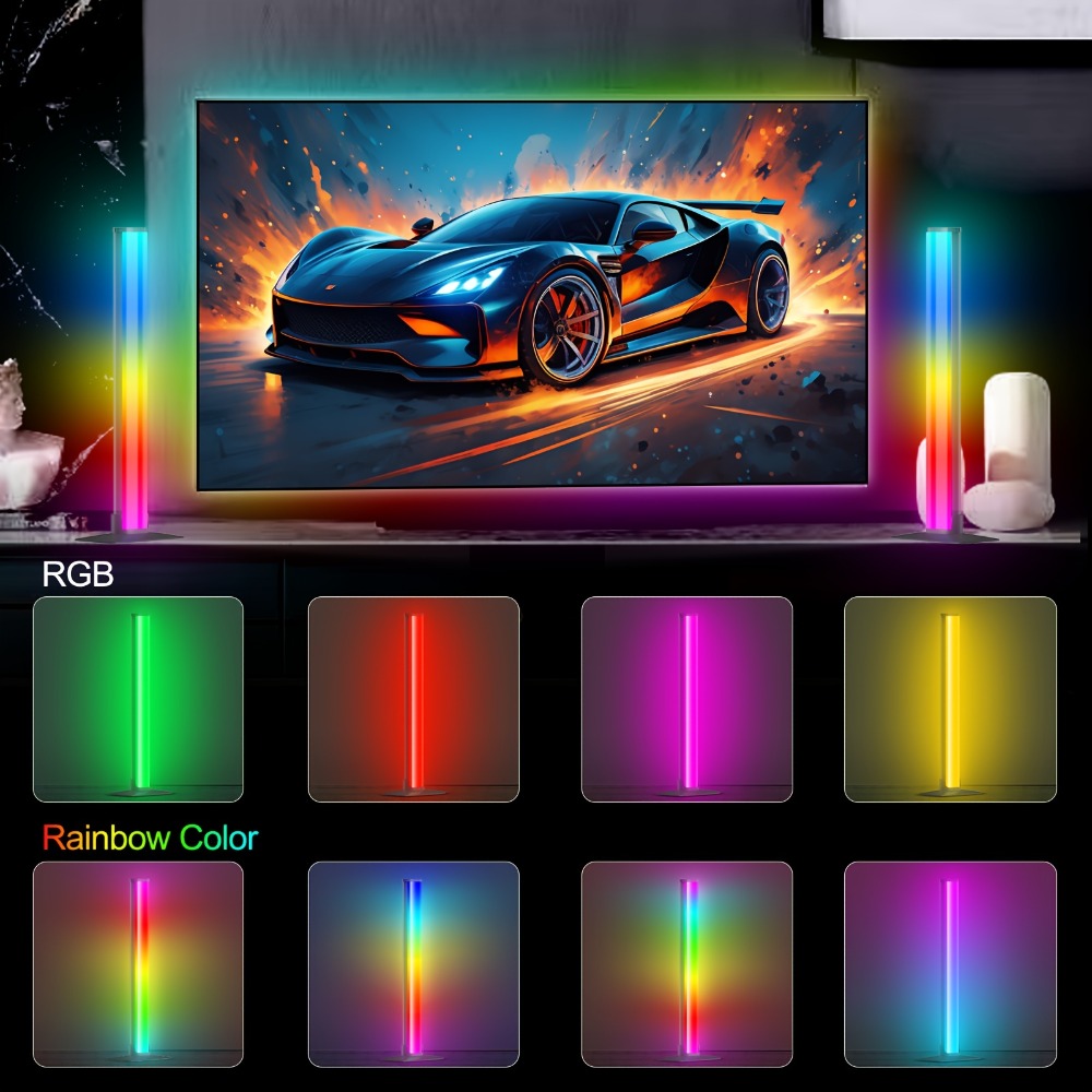 RGBIC Atmosphere Light with Music Sync - Desktop Ambient Light, App & Remote Control, Alloy Body, Multi-Mode Color Adjustment, USB 5V Powered, Single or Pair for Gaming Room, Bedroom & Desk Setup