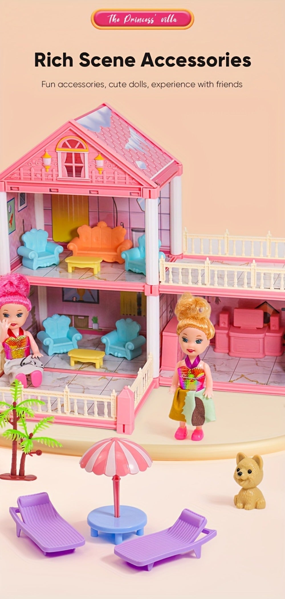 Princess Dollhouse Castle Playset with 14 to 27 Room Options