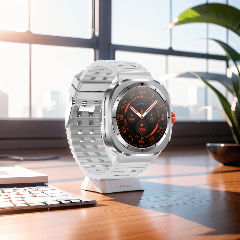 SIM Card Smartwatch Voice Assistant 100 Sport Modes – Big Screen Wireless Calling Fitness Tracker Wireless Charger 2 Straps Customizable Watch Faces Orange Black White Blue Gift