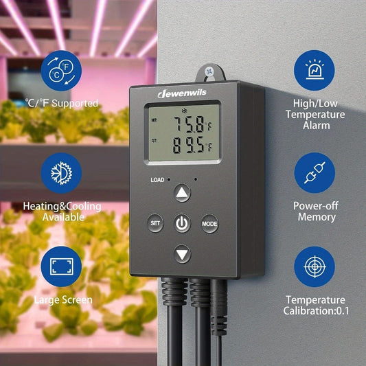 Digital Thermostat Outlet for Heating or Cooling, 120V with LCD and NTC Probe