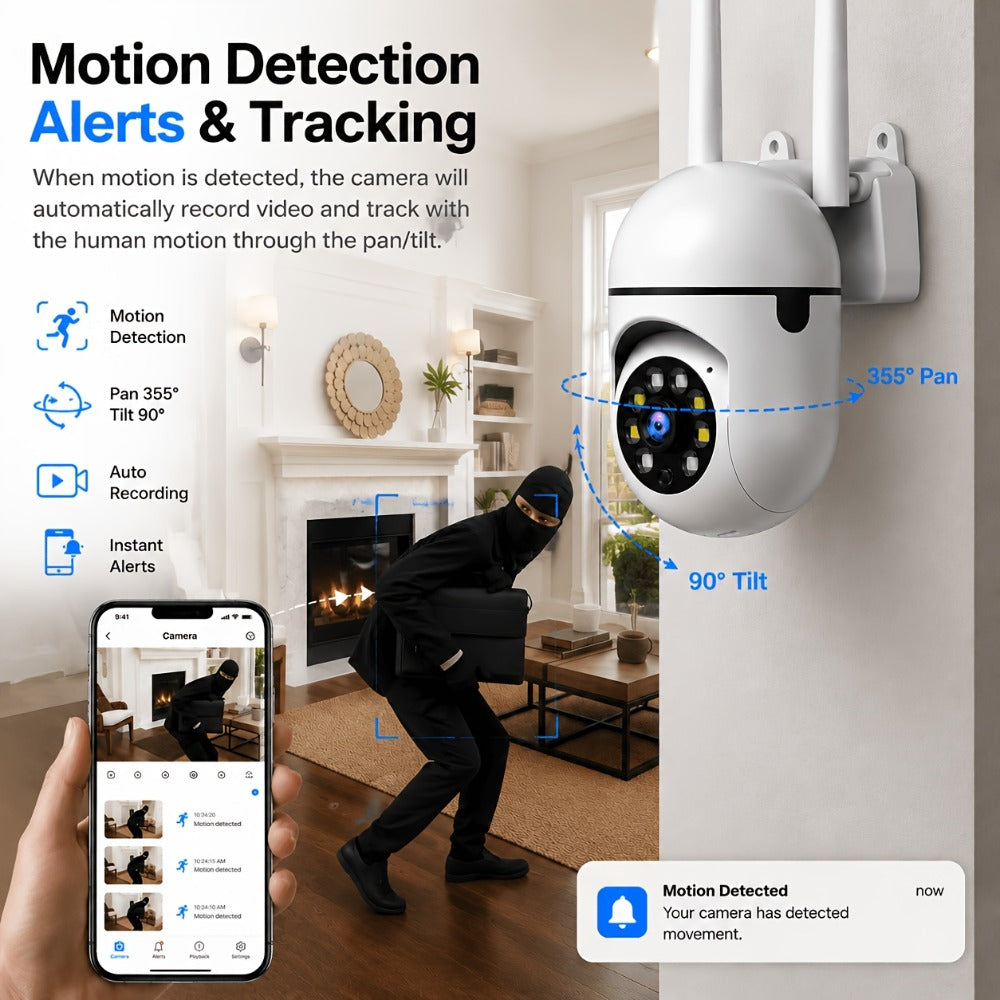 4-Pack Indoor Security Camera 5GHz WiFi 3MP 360° Pan Tilt Zoom, AI Motion Detection & Auto-Tracking, Color Night Vision, Two-Way Audio, Cloud & SD Storage – Plug-In Pet Baby Family Home Monitor System