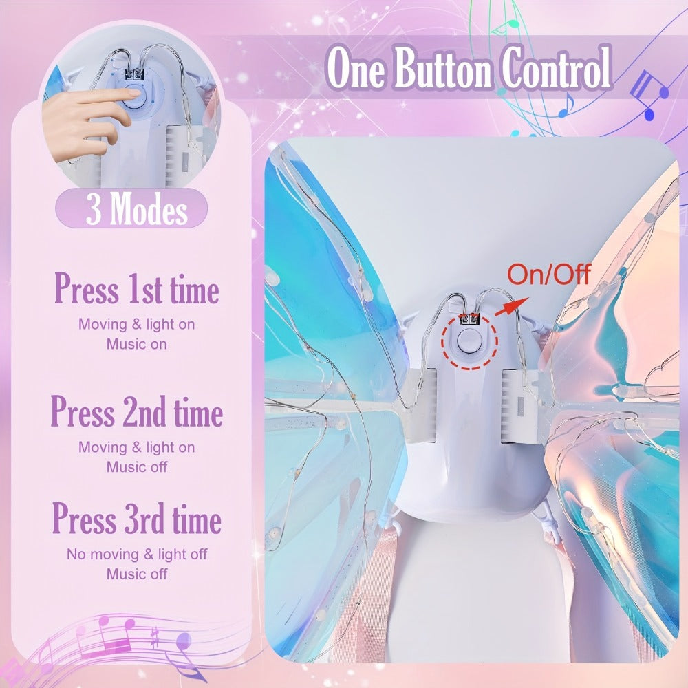 LED Fairy Wings, USB-Rechargeable Butterfly Costume Accessory in Mixed Colors