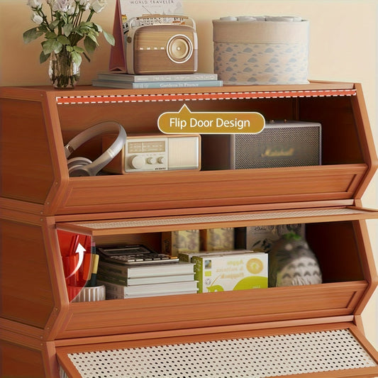 Bamboo Shoe Rack with Flip Drawer, Narrow Freestanding Entryway Storage