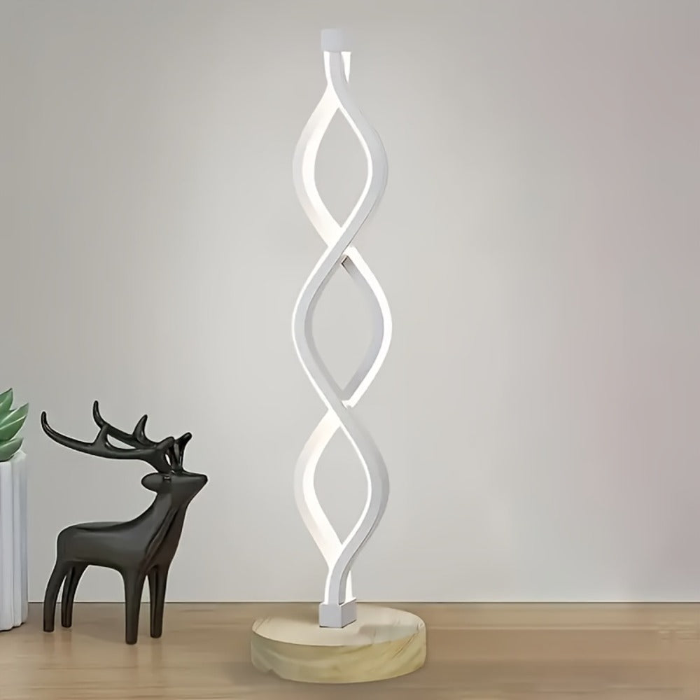 Spiral LED Table Lamp – Modern Minimalist Wave Dimmable Desk Lamp, 3 Color Temperatures, USB Charging, Metallic Base, Creative Curved Night Light for Bedroom Living Room Office Study (1pc / 2pc / Wooden)