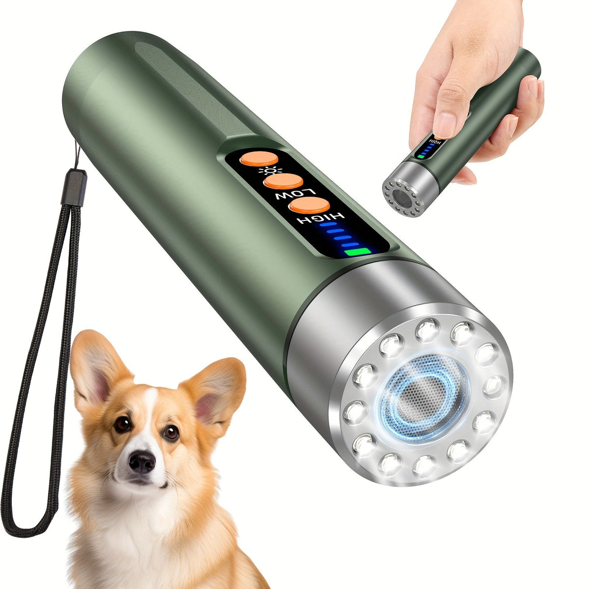 Ultrasonic Dog Bark Deterrent & Training Device with Flashlight – Stop Barking, Repel & Train Dogs Safely at Any Distance
