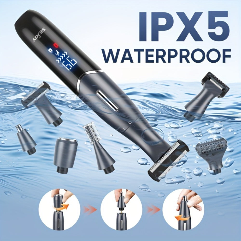 Bikini Trimmer Electric Razor for Women & Men 6-in-1 Hair Remover Kit Face Eyebrow Nose Arms Legs Pubic Wet Dry Painless Shaver Grooming Set
