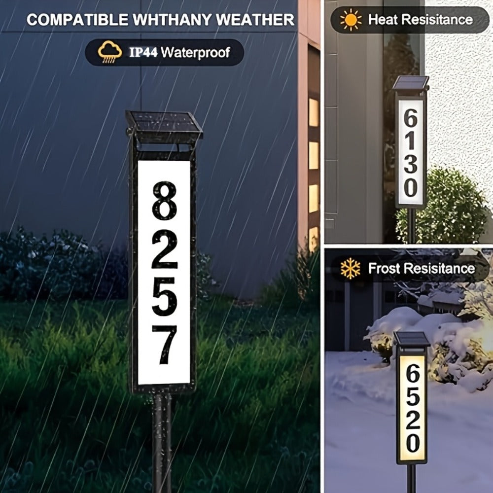 Solar House Number Light LED – DIY Address Sign with 38 LEDs, Switchable Warm & Cool White, IP44 Weatherproof, 270° Solar Panel, Auto On/Off for Home, Yard, Farm & Garden