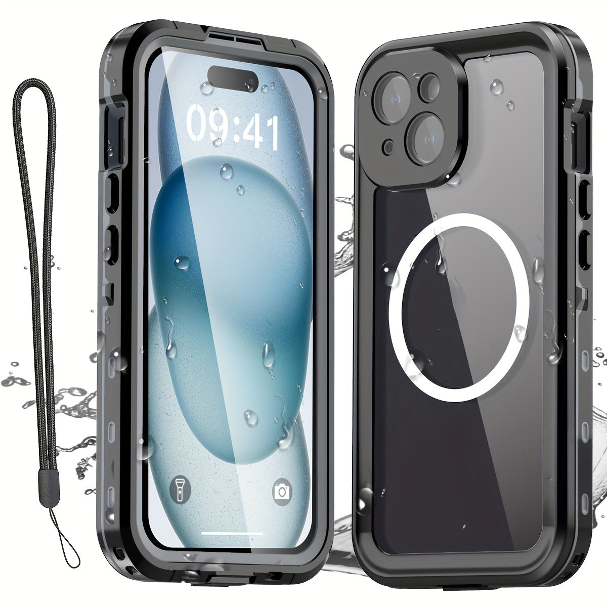 Heavy Duty iPhone Case with Built-In Screen Protector MagSafe Compatible for iPhone 16 Pro Max 16 Pro 15 Pro Max 15 Pro 15 Plus 15 – Shockproof Waterproof Hybrid Cover with Lanyard