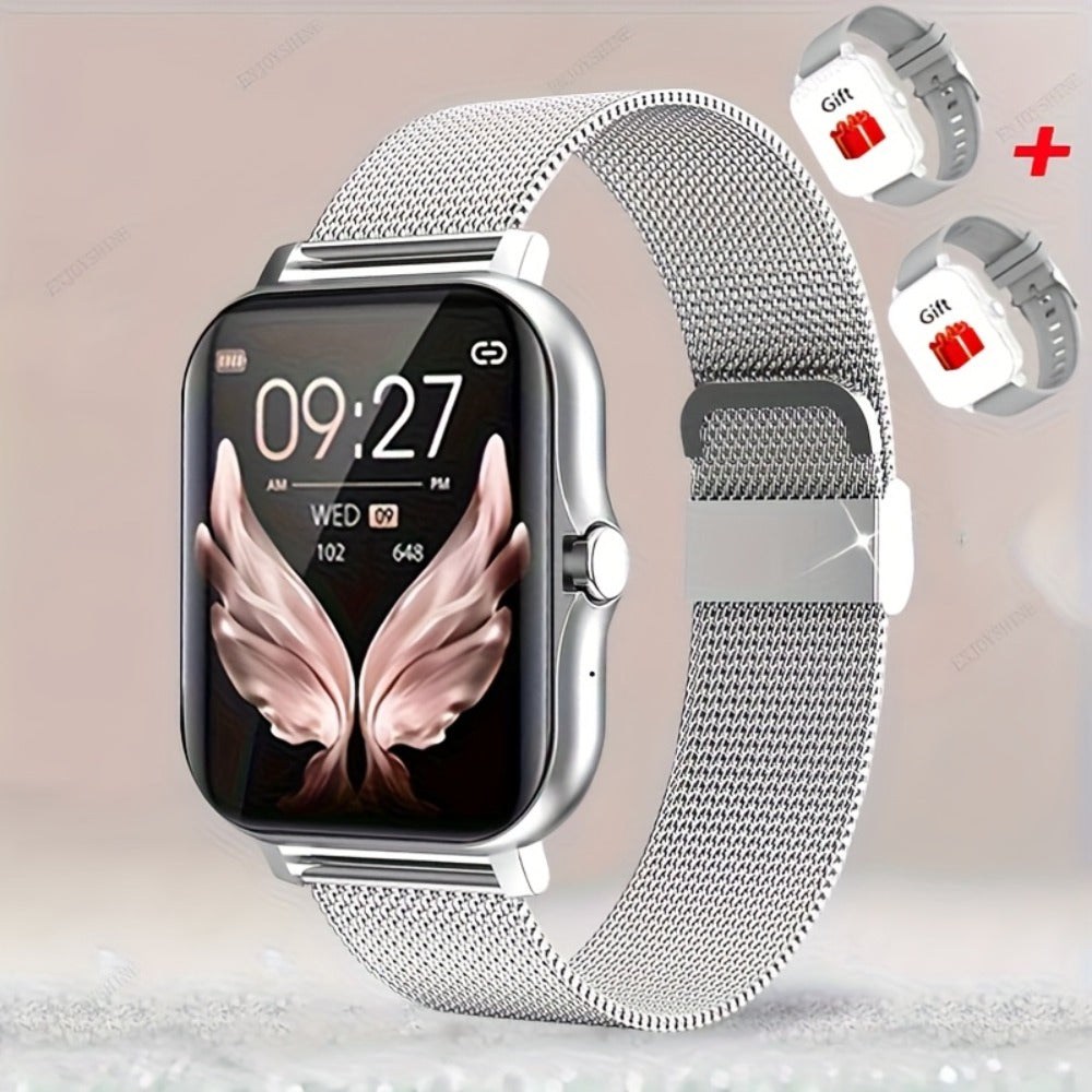 Stainless Steel Smartwatch 1.83 Inch 304L Alloy Body HD Bluetooth 5.0 Calling Music Player Multi Sport Mode Multiple Watch Faces Full Touch Screen Compatible with Android iPhone – Black Gold Pink Silver