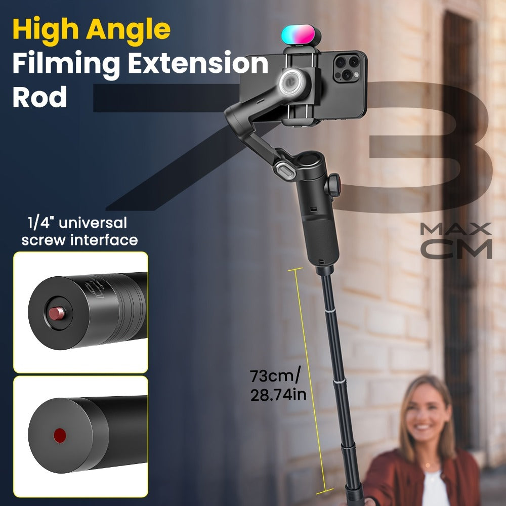 3-Axis Gimbal Stabilizer for Smartphone iPhone Samsung Android Ultra Lightweight Foldable Portable Vlogging Video Creator Gimbal AOCHUAN Smart XE Combo