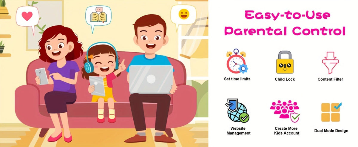 Kids Tablet 7 Inch Veidoo Android WiFi Eye Protection Screen Dual Camera Parental Control Educational Games Drop-Proof Silicone Cover 1+16GB 2+32GB Blue Pink Children Tablet Pad