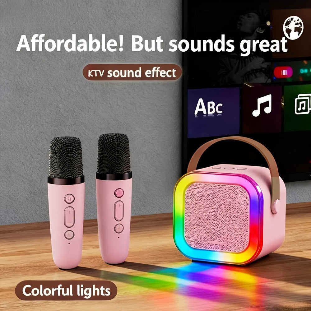 Karaoke Speaker Set with 2 Wireless Microphones & 1200mAh Battery – 3-Piece Portable KTV Party Bundle, Perfect Gift for Family Gatherings, Birthdays & Friends
