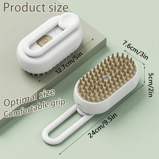 Cat Grooming Brush with Spray and Self-Cleaning Button, Pink Pet Brush