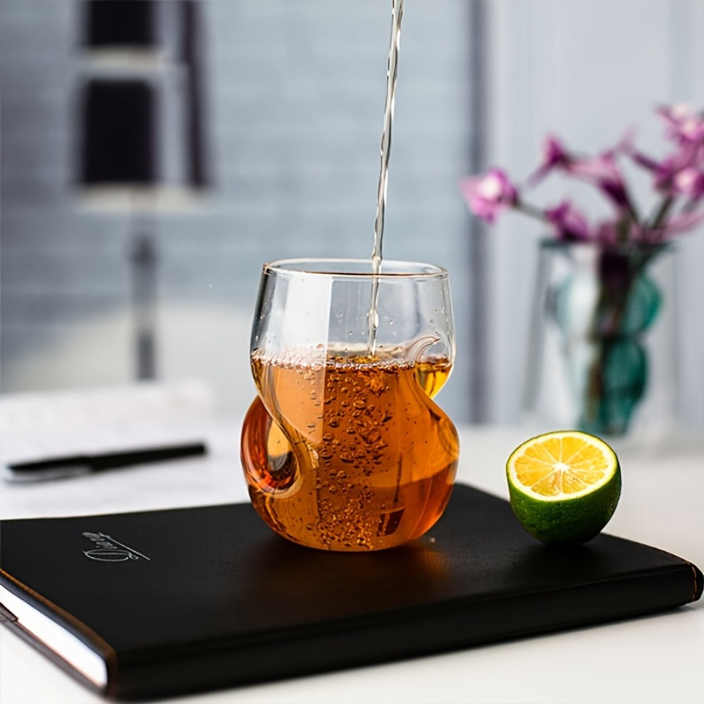 Geometric Twisted Cocktail Glasses 4 or 8 Pack – 400ml Wide Mouth BPA-Free Borosilicate Glass – Festive Drinkware for Whiskey, Beer & Tea – Thanksgiving, Christmas, New Year & Oktoberfest