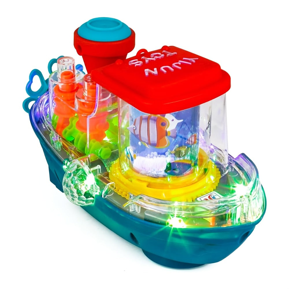 Interactive Sensory Boat Toy for Toddlers 2+ – Underwater Ocean Theme with Fish & Coral, Rotating Scroll Screen & Music, Educational Sensory Stimulation Play Toy for Boys & Girls, Birthday Gift