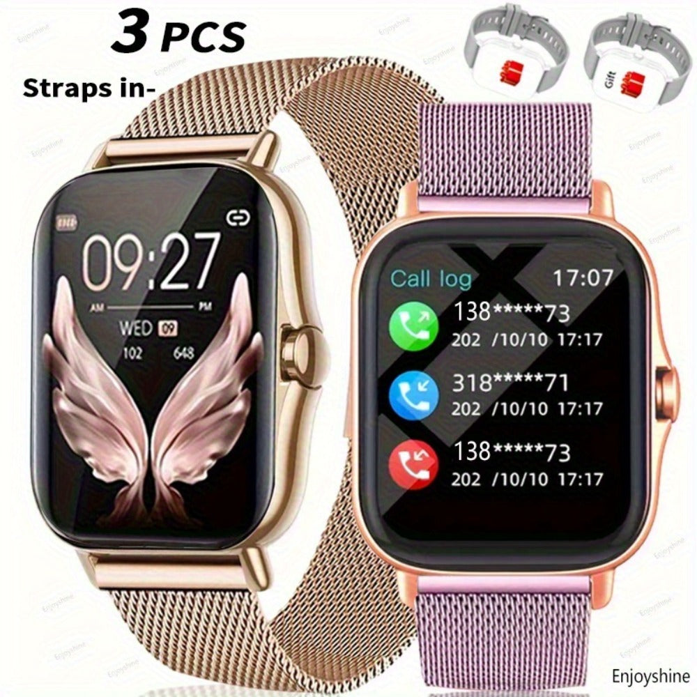 Stainless Steel Smartwatch 1.83 Inch 304L Alloy Body HD Bluetooth 5.0 Calling Music Player Multi Sport Mode Multiple Watch Faces Full Touch Screen Compatible with Android iPhone – Black Gold Pink Silver