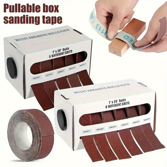 Sandpaper Rolls with Dispenser, Aluminum Oxide Emery Cloth in Multi-Grit Sets