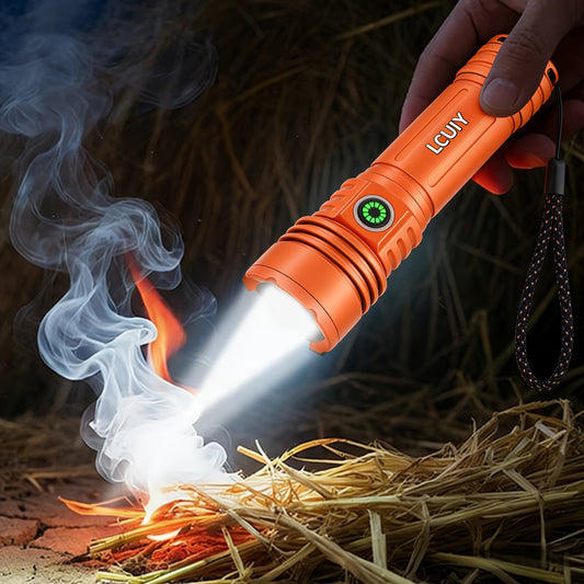 Rechargeable Flashlight with Fresnel Lens, 4500 Lumens and Adjustable Beam