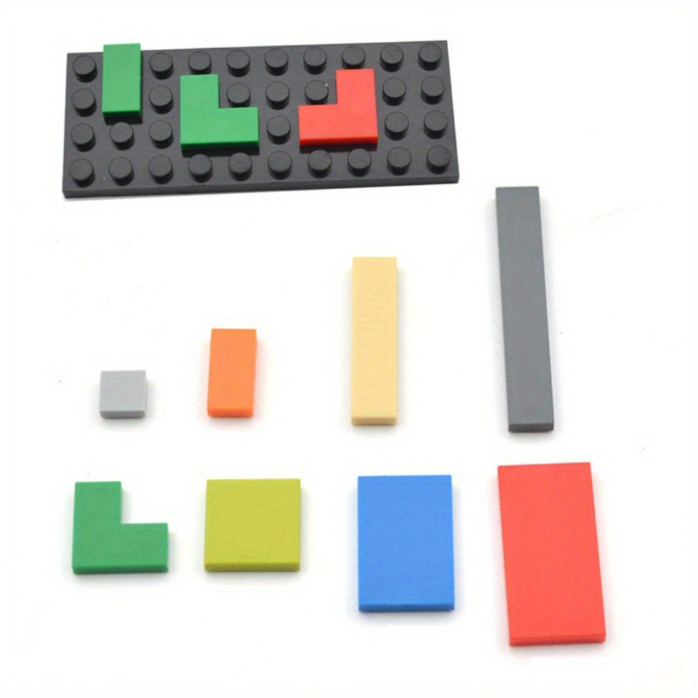 Bulk Smooth Flat Tile Building Blocks, Approx. 150 Pieces, 1x1 1x2 & 1x6