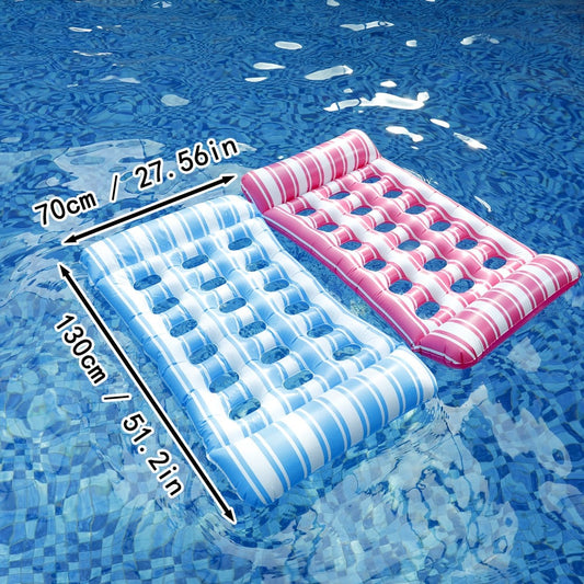 Inflatable Tanning Pool Float Lounger with Built-In Headrest for Adults, 3 Colors