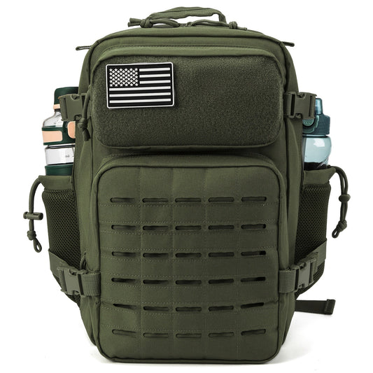 Tactical Laptop Backpack, 25L MOLLE Daypack with Dual Cup Holders
