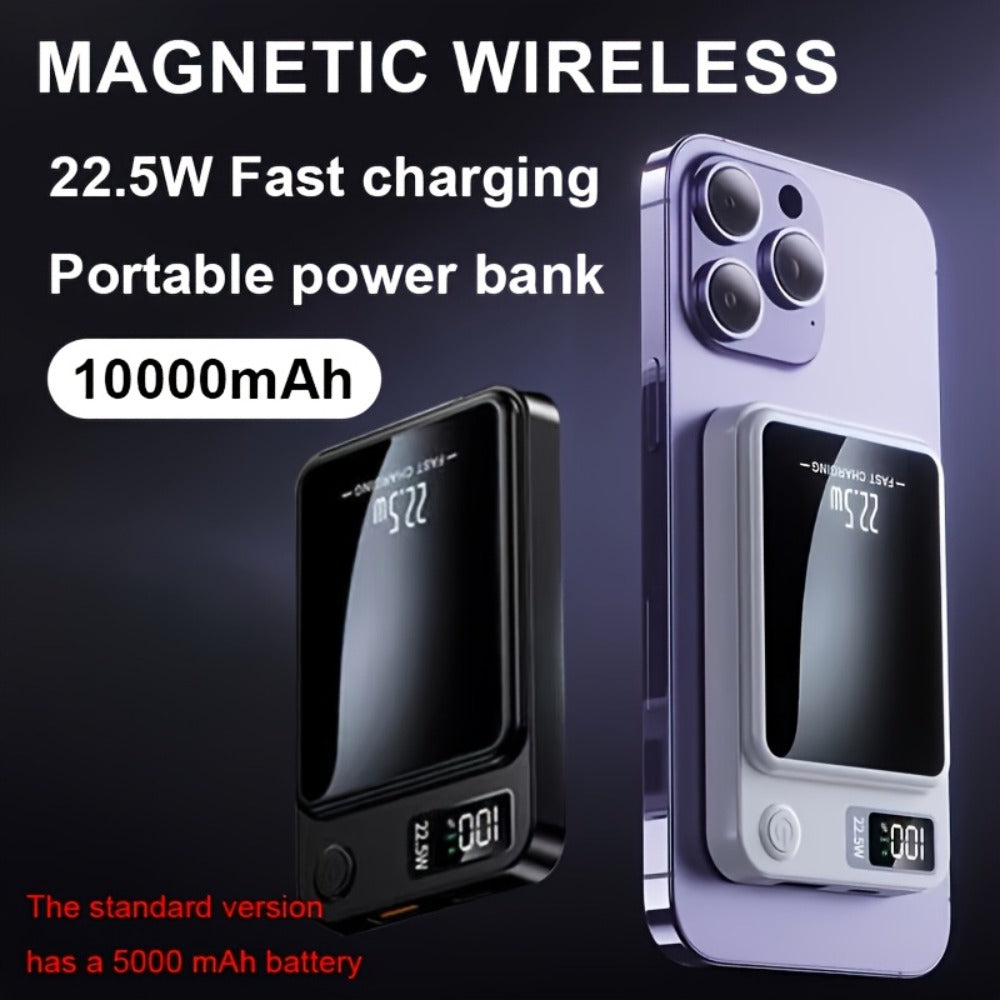 Magnetic Power Bank 10000mAh MagSafe Compatible Wireless Portable Charger PD20W 22.5W Fast Charging LED Digital Display USB-C iPhone 15 14 13 12 Android 4 Colors
