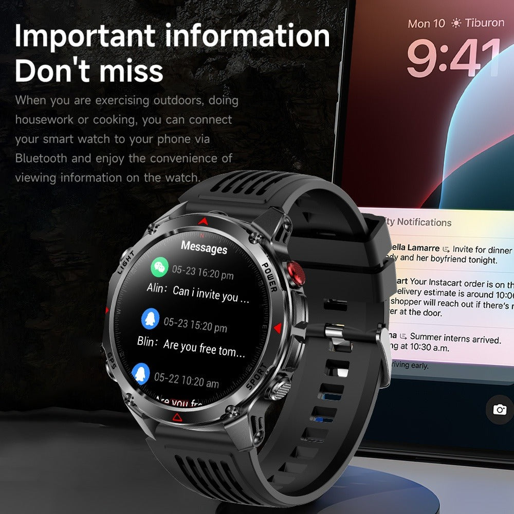 IPX8 Waterproof GPS Smartwatch for Men Outdoor Adventure 3ATM 1.46 Inch IPS Display Multi-Sport Tracking Wireless Calling Message Notifications Compatible with Android iPhone – Black Steel Silver Camouflage