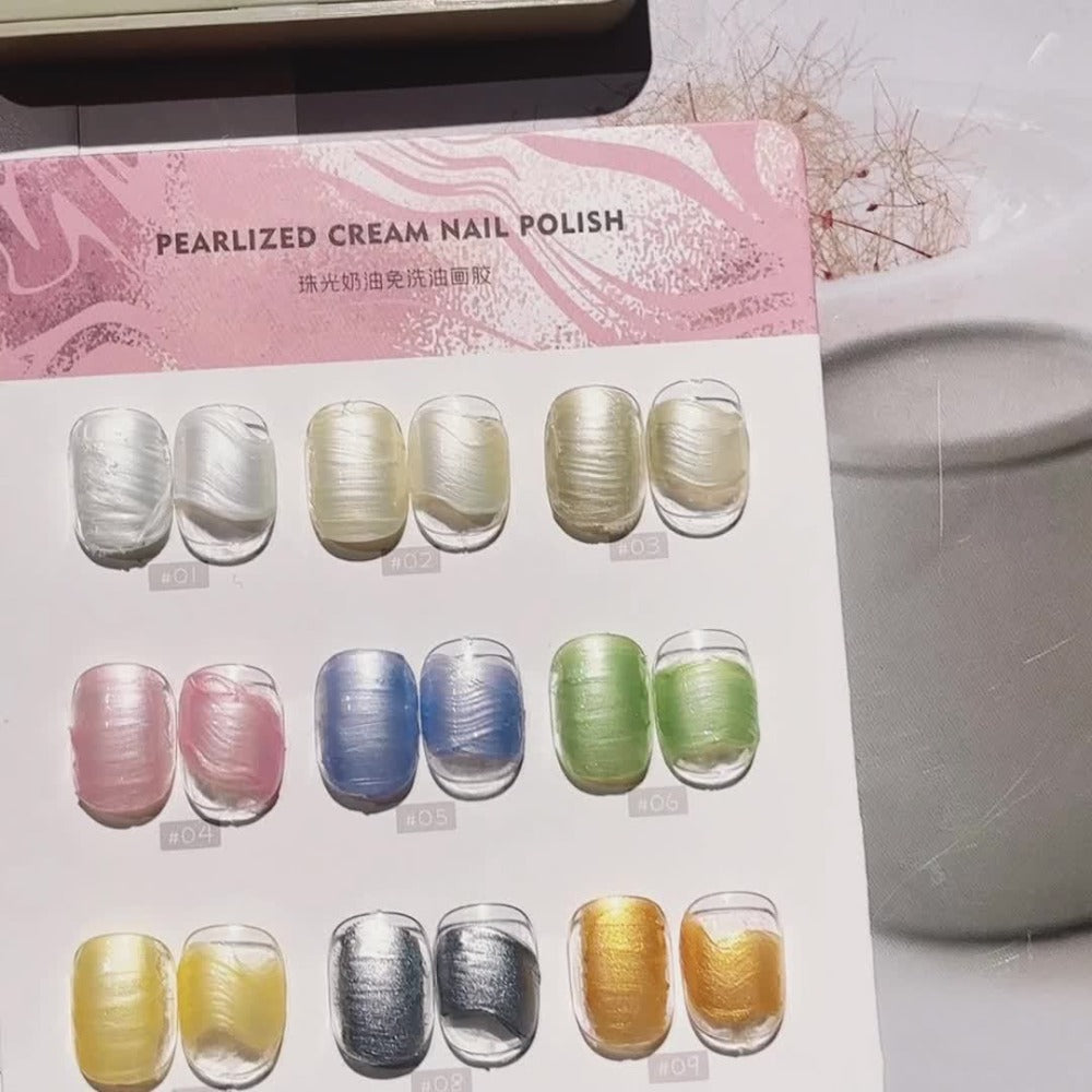 Pearlescent Nail Gel 9-Grid Shell Shimmer Mother of Pearl Cream Oil Painting Gel Polish Set – Multicolor Glitter Iridescent Spiral Design for Salon & DIY Nail Art, Gift for Women & Girls