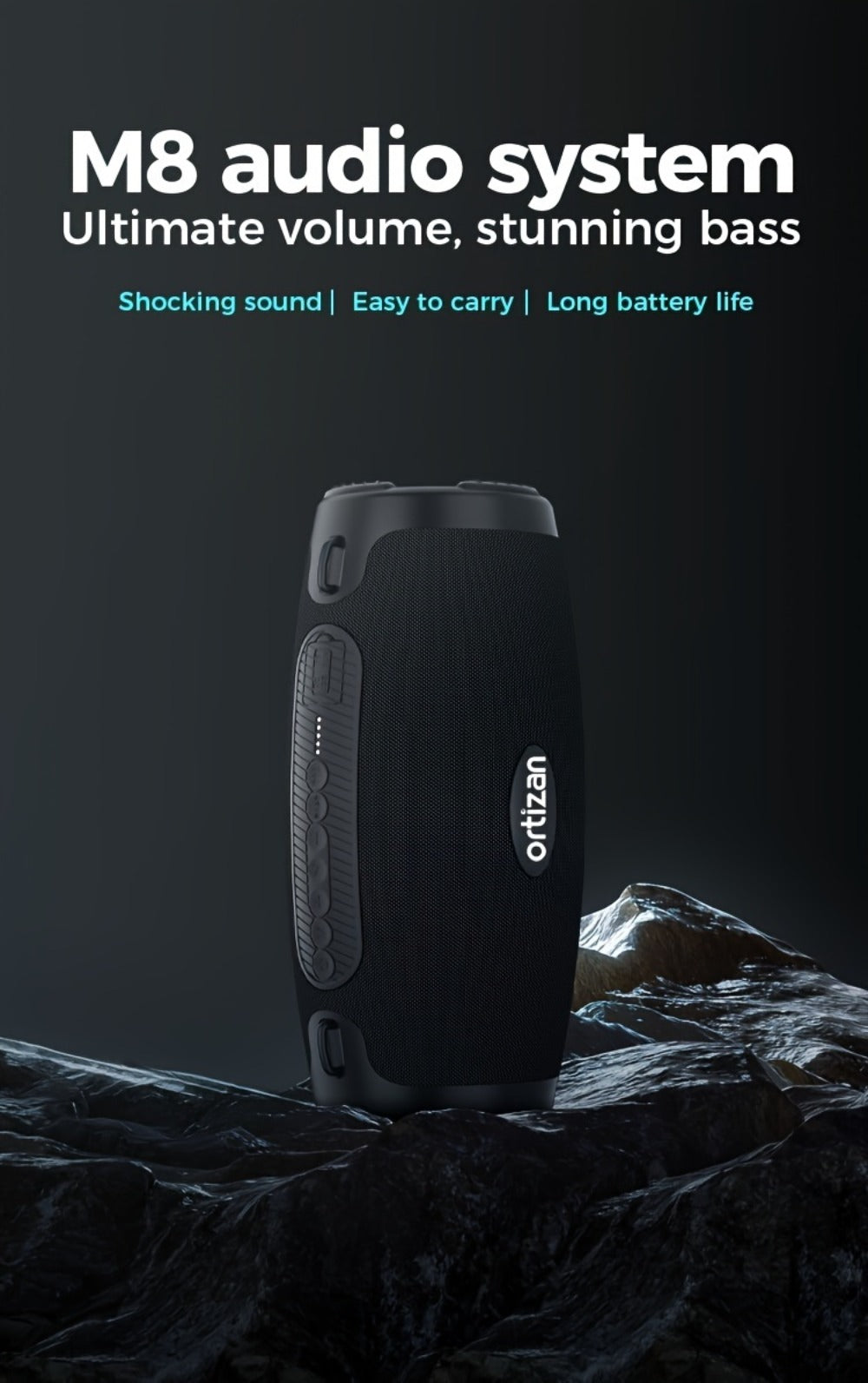 100W Portable Bluetooth Boombox Speaker IPX7 Waterproof with Deep Bass Subwoofer, 12H Playtime, EQ, USB Playback & LED Lights for Outdoor Party, Camping, Beach — Great Gift for Men & Women