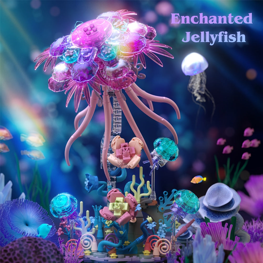 526-Piece Jellyfish Building Block Display Model for Desk or Shelf