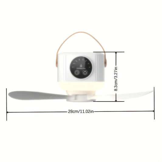 Camping Fan with LED Light, USB Charging and Adjustable Speed, Bracket Not Included